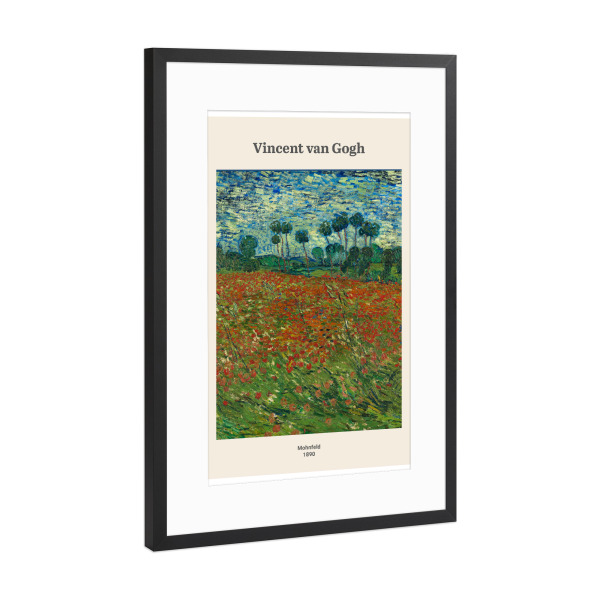 Poster mit Rahmen Schwarz (Metallic) "Vincent van Gogh - Mohnfeld" artboxONE - Natur,Floral