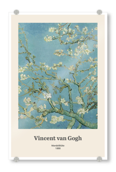 Acrylglasbild "V. van Gogh - Mandelblüte" artboxONE - Natur,Floral - Mandelblüte,Vincent,Vangogh,Kunst,Floral,Blumen,Flowers,Gemälde,Malerei,Baum,Tree