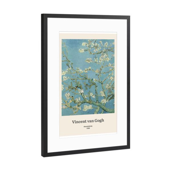 Poster mit Rahmen Schwarz (Metallic) "V. van Gogh - Mandelblüte" artboxONE - Natur,Floral