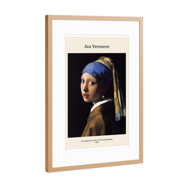 Poster mit Rahmen Kupfer "Jan Vermeer - Mädchen" artboxONE - Menschen - Girl,Mädchen,Perlenohrringe,Jan,Vermeer,Kunst,Gemälde,Malerei,Woman,Frau