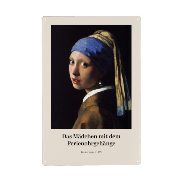 Metall Poster "Mädchen mit Perlenohrringen" artboxONE - Menschen - Girl,Mädchen,Perlenohrringe,Jan,Vermeer,Kunst,Gemälde,Malerei,Woman,Frau