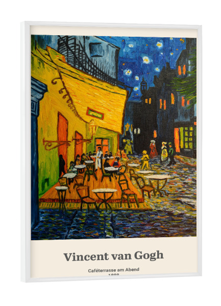 Poster mit weißem Rahmen "Cafeterasse am Abend - V. van Gogh" artboxONE - Städte,Reise,Essen & Trinken,Architektur