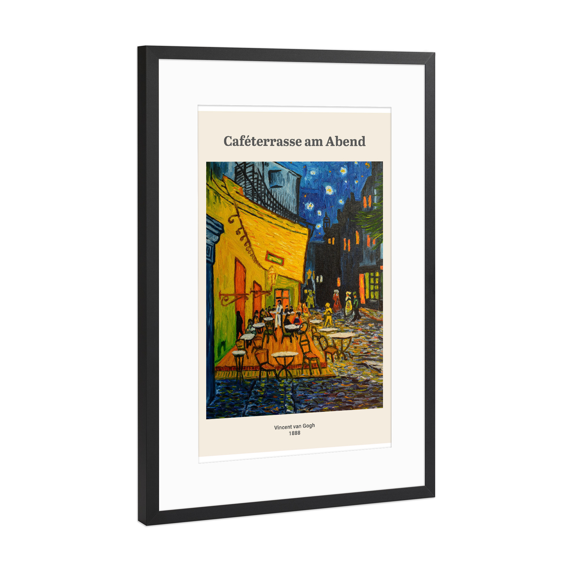 Poster mit Rahmen Schwarz (Metallic) "V. van Gogh - Cafeterasse" artboxONE - Städte,Natur,Reise,Essen & Trinken