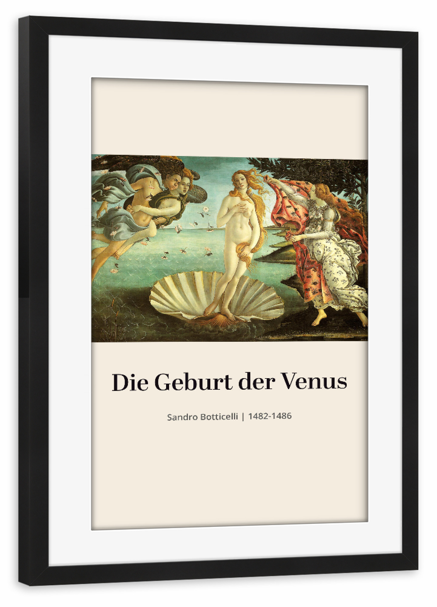 Poster mit Rahmen schwarz "Geburt der Venus - Botticelli" artboxONE - Natur,Menschen,Fiktion
