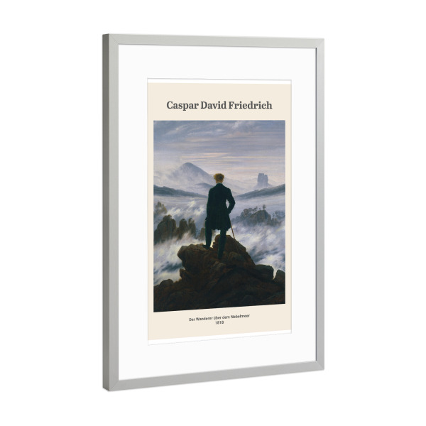 Poster mit Rahmen Silber "Wanderer über dem Nebelmeer" artboxONE - Natur,Reise,Menschen,Männer