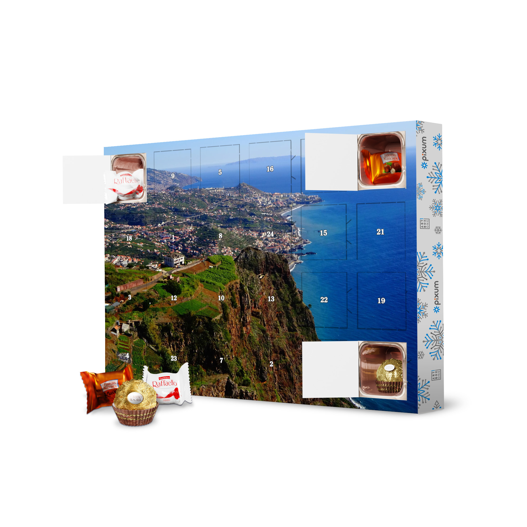Adventskalender mit Ferrero Pralinen Funchal, Madeira (aerial) artboxONE Adventskalender Reise