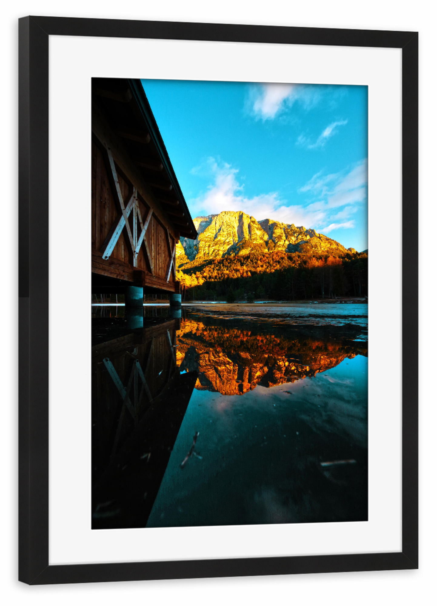 Poster mit Rahmen schwarz "Mountain reflection" artboxONE - Natur,Reise,Sport,Reise / Länder