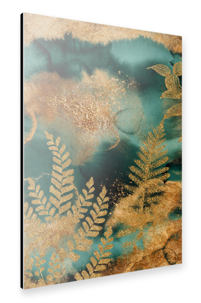 Alu-Dibond "Green And Gold Jungle Marble" 30x20 cm artboxONE