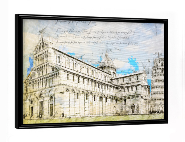 Poster mit schwarzem Rahmen "Piazza dei Miracoli, pisa" artboxONE - Städte,Architektur