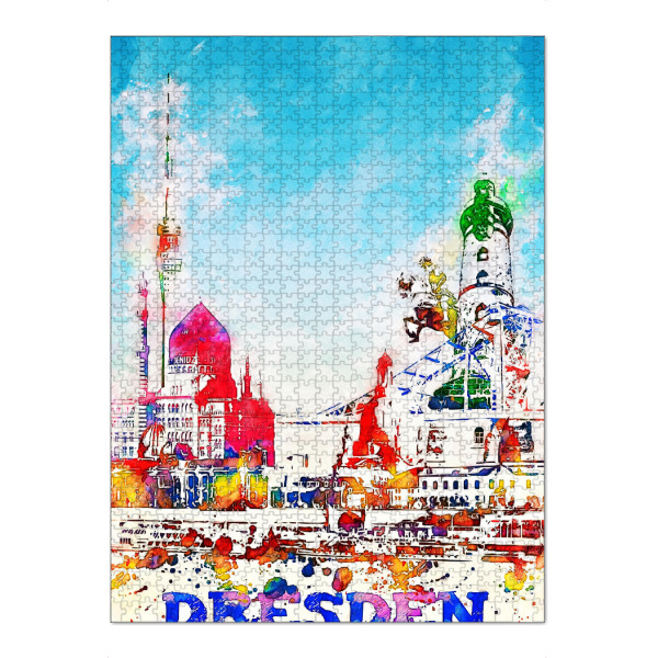 Puzzle Ravensburger "Dresden als Collage in bunt" artboxONE - Städte,Architektur,Städte / Dresden