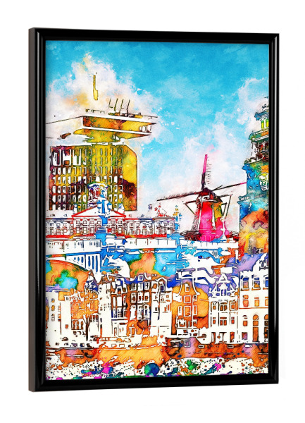 Poster mit schwarzem Rahmen "Amsterdam Collage bunt" artboxONE - Städte,Architektur,Städte / Amsterdam