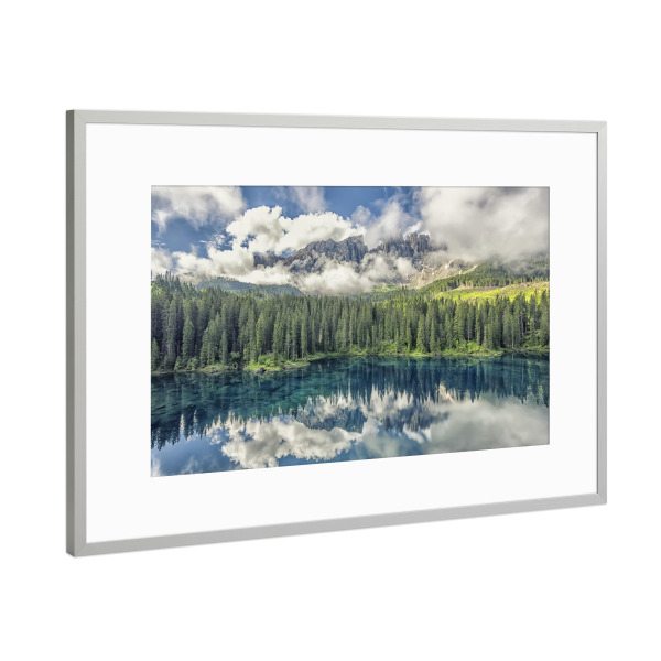 Poster mit Rahmen Silber "Lago Di Carezza" artboxONE - Natur,Reise,Reise / Länder