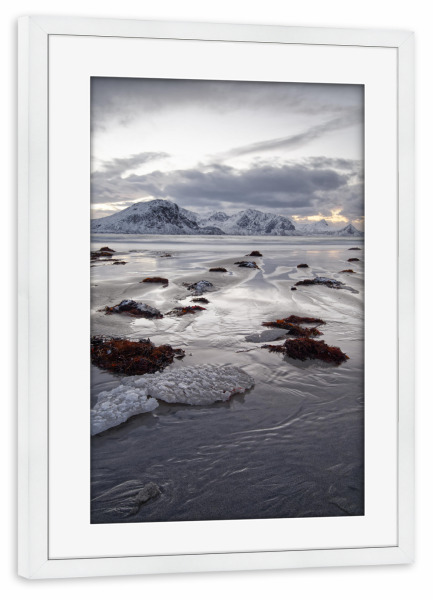 Poster mit Rahmen weiß "Im Winter am Strand" artboxONE - Natur,Reise,Reise / Strand und Meer
