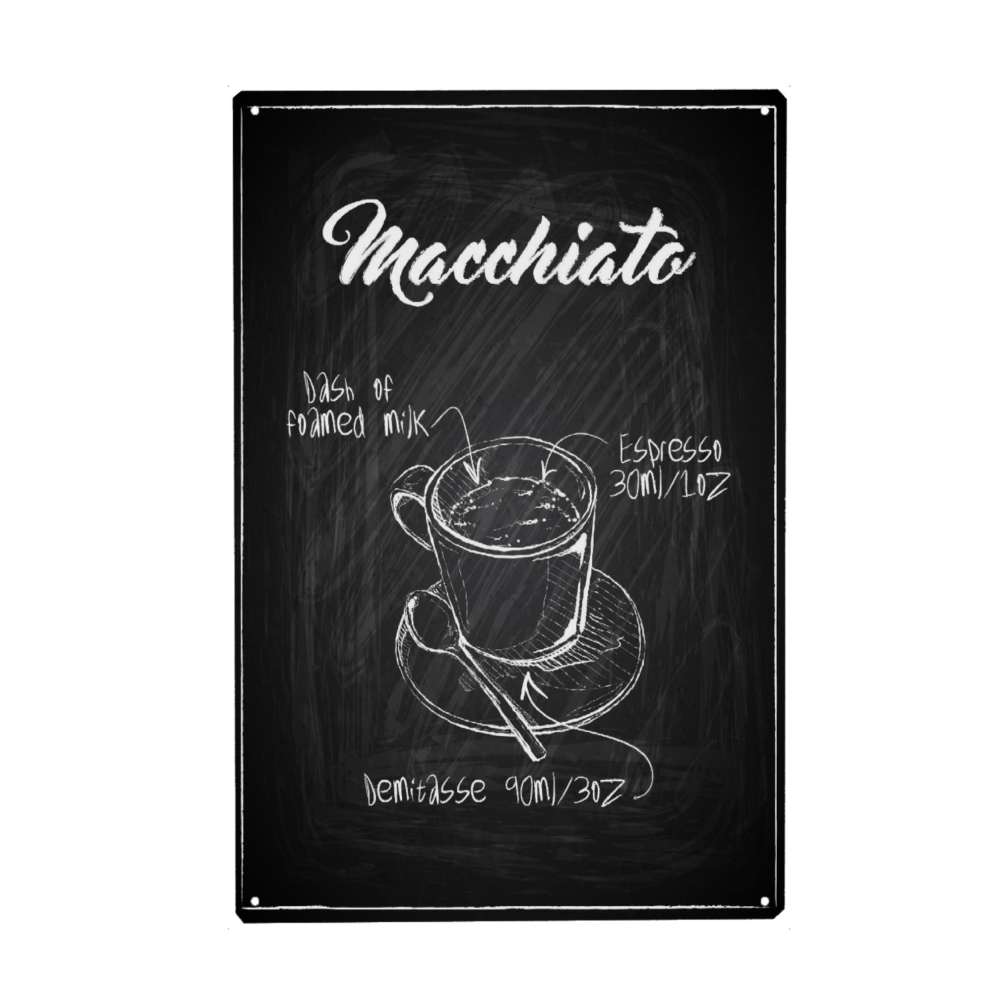 Metall Poster "Macchiato coffee Zeichnung" artboxONE - Essen & Trinken,Schwarzweiß