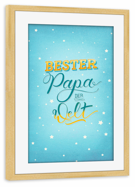 Poster mit Rahmen kiefer "Bester Papa der Welt" artboxONE - Typografie,Liebe,Für Papa