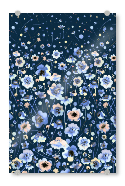Acrylglasbild "Ink Soft Flowers Navy" artboxONE - Floral,Abstrakt,Für Mama