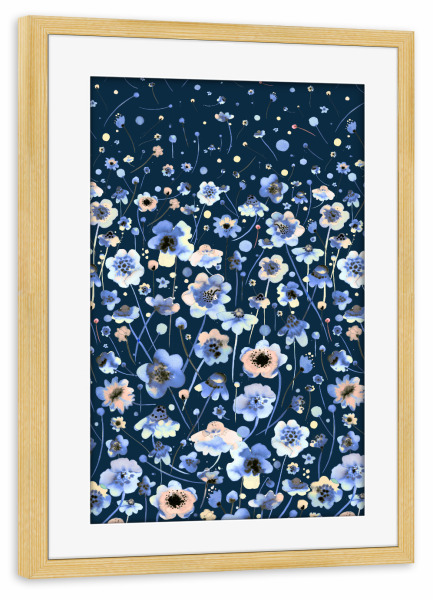 Poster mit Rahmen kiefer "Ink Soft Flowers Navy" artboxONE - Floral,Abstrakt,Für Mama