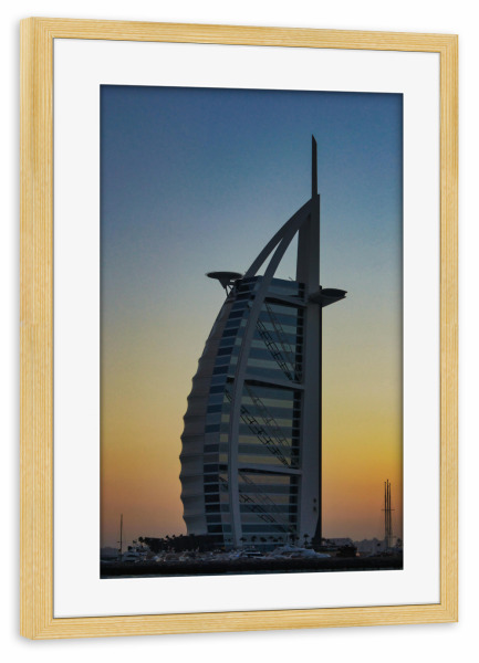 Poster mit Rahmen kiefer "Burj Al Arab Jumeirah in Dubai" artboxONE - Städte,Architektur,Städte / Dubai