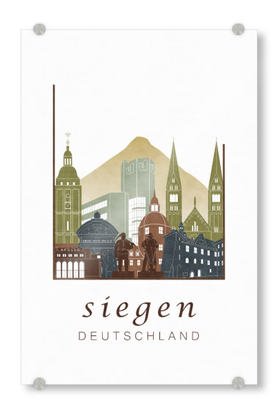 Acrylglasbild "Siegen skyline light brown" artboxONE - Städte,Reise,Architektur,Kartografie