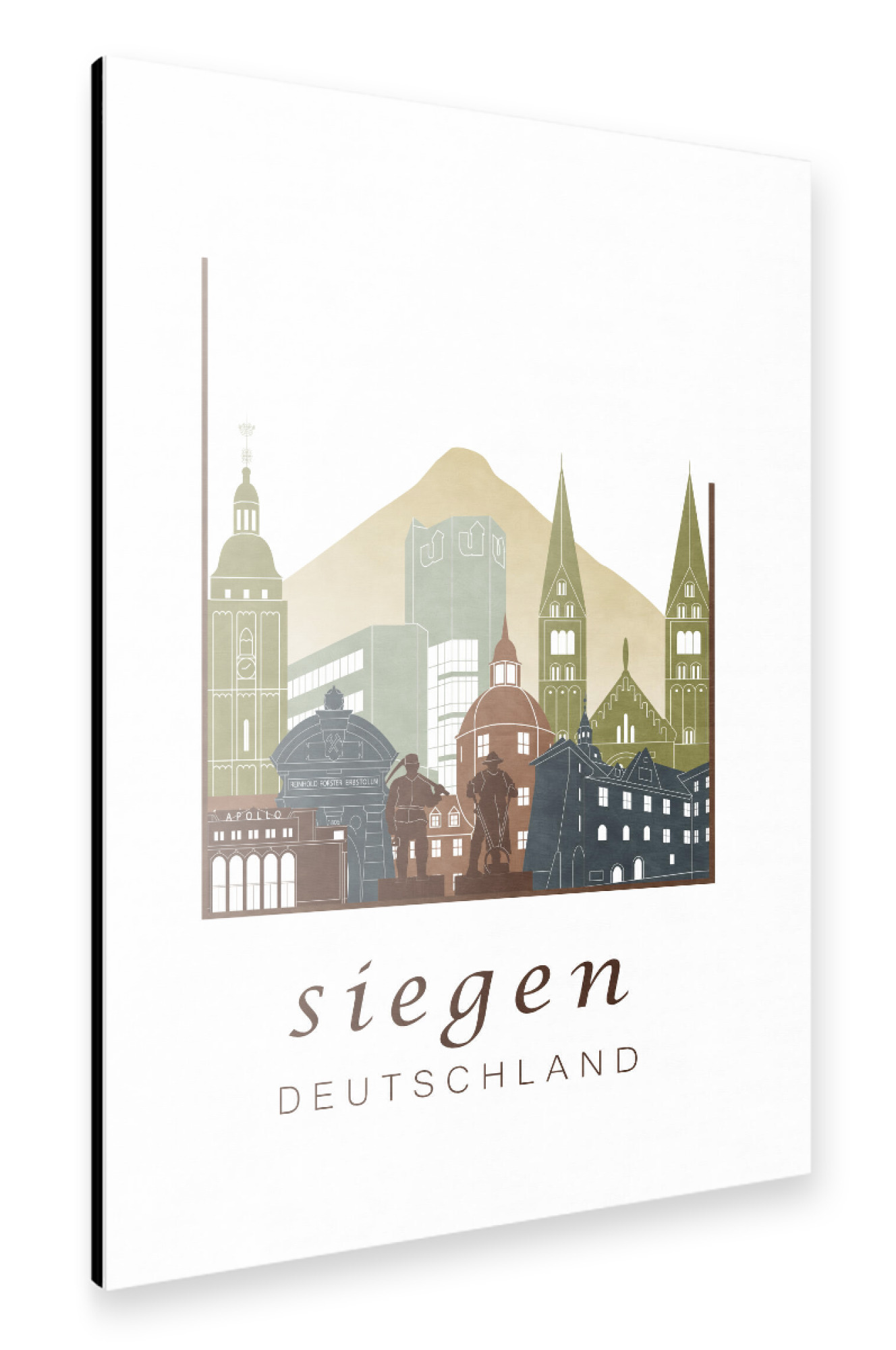 Alu-Dibond "Siegen skyline light brown" 75x50 cm artboxONE