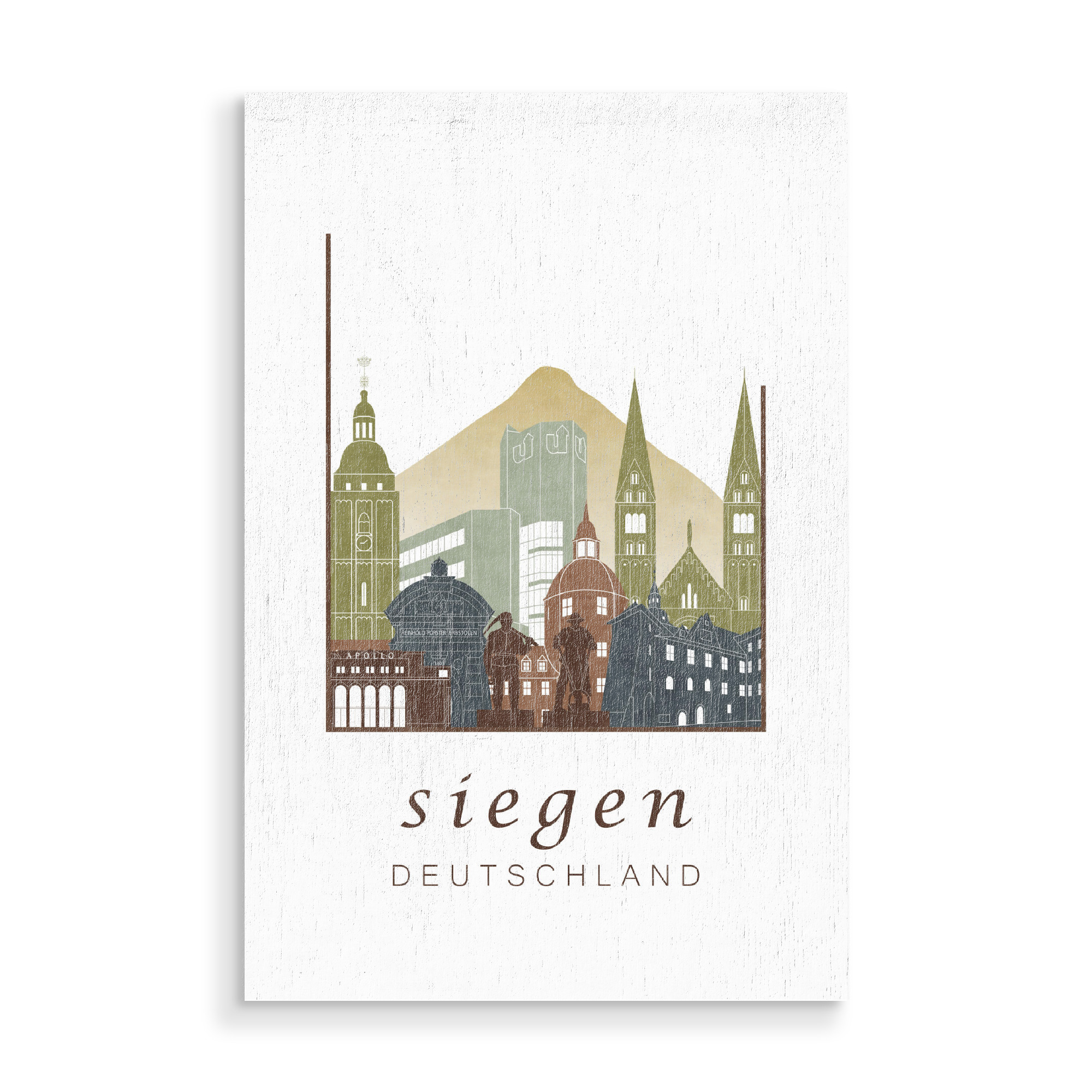 Holzbild "Siegen skyline light brown" artboxONE - Städte,Reise,Architektur,Kartografie