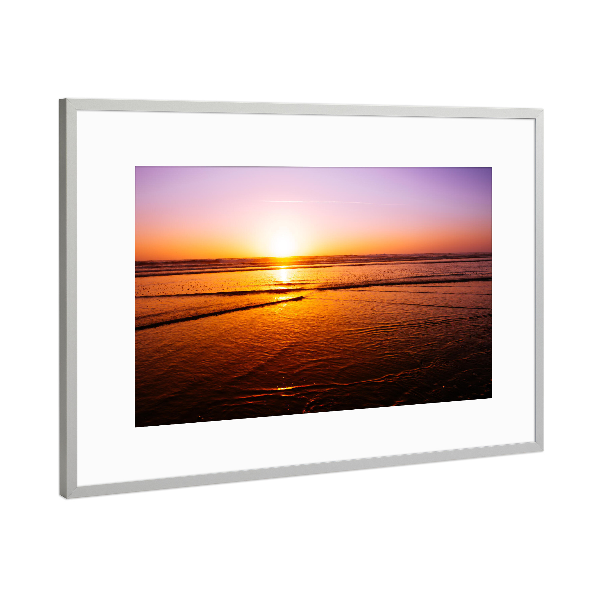 Poster mit Rahmen Silber "Vivid pacific sunset" artboxONE - Natur