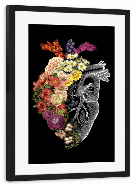 Poster mit Rahmen schwarz "Flower Heart Spring" artboxONE - Natur,Floral