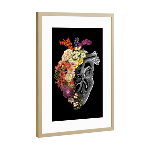 Poster mit Rahmen Gold "Flower Heart Spring" artboxONE - Natur,Floral