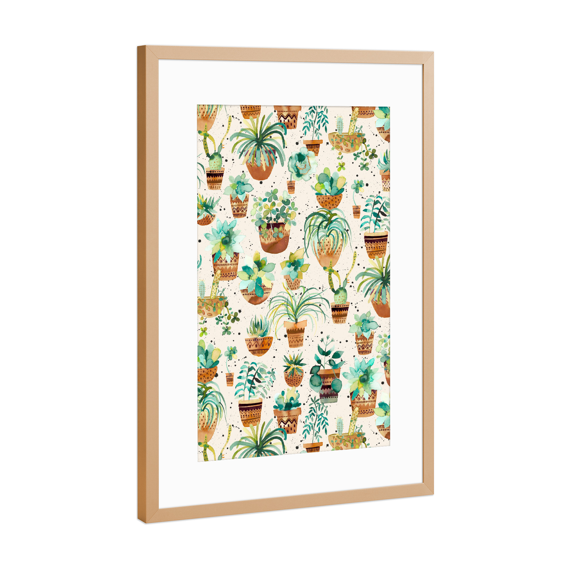 Poster mit Rahmen Kupfer "Succulent Watercolor Home Plants" artboxONE - Natur,Floral,Für Mama