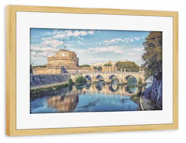 Poster mit Rahmen kiefer "Castel Sant Angelo" artboxONE - Städte,Reise,Architektur,Reise / Länder,Städte / Rom