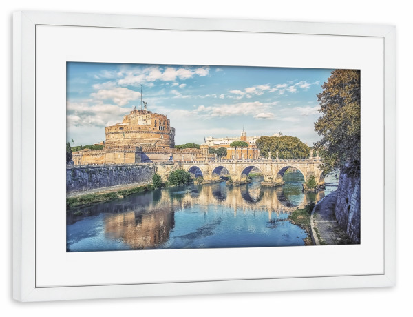 Poster mit Rahmen weiß "Castel Sant Angelo" artboxONE - Städte,Reise,Architektur,Reise / Länder,Städte / Rom