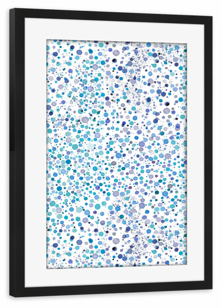 Poster mit Rahmen schwarz "Watercolor Fireflies Dots Blue" artboxONE - Abstrakt,Galaxy