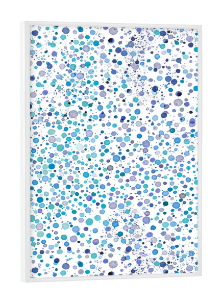 Poster mit weißem Rahmen "Watercolor Fireflies Dots Blue" artboxONE - Abstrakt,Galaxy