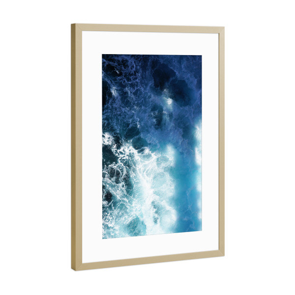 Poster mit Rahmen Gold "The Power of water" artboxONE - Natur - Water,Wasser,Waves,Wellen,Ocean,Ozean,Sea,Meer,Natur,Nature