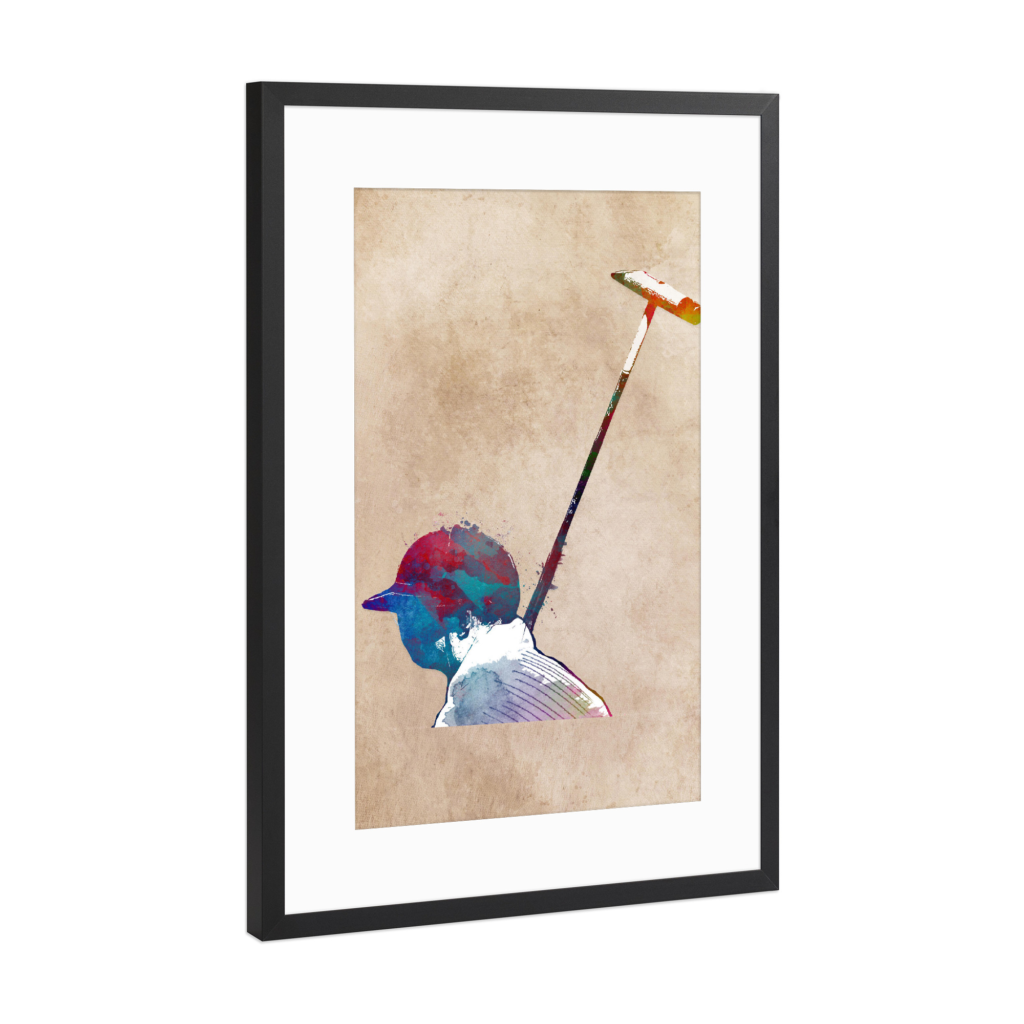 Poster mit Rahmen Schwarz (Metallic) "Polo sport art" artboxONE - Sport,Sport / Sommerspiele,Sport / Motivation