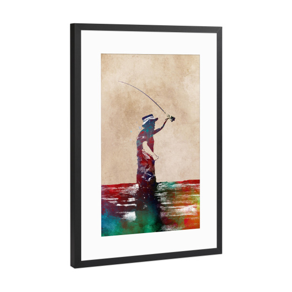 Poster mit Rahmen Schwarz (Metallic) "Fishing men" artboxONE - Sport,Sport / Sommerspiele,Sport / Motivation