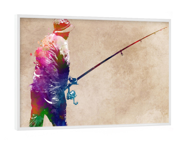 Poster mit weißem Rahmen "Fishing art" artboxONE - Sport,Sport / Sommerspiele,Sport / Motivation - Fish,Fishing,Sport,Fisch,Bunt,Colorful