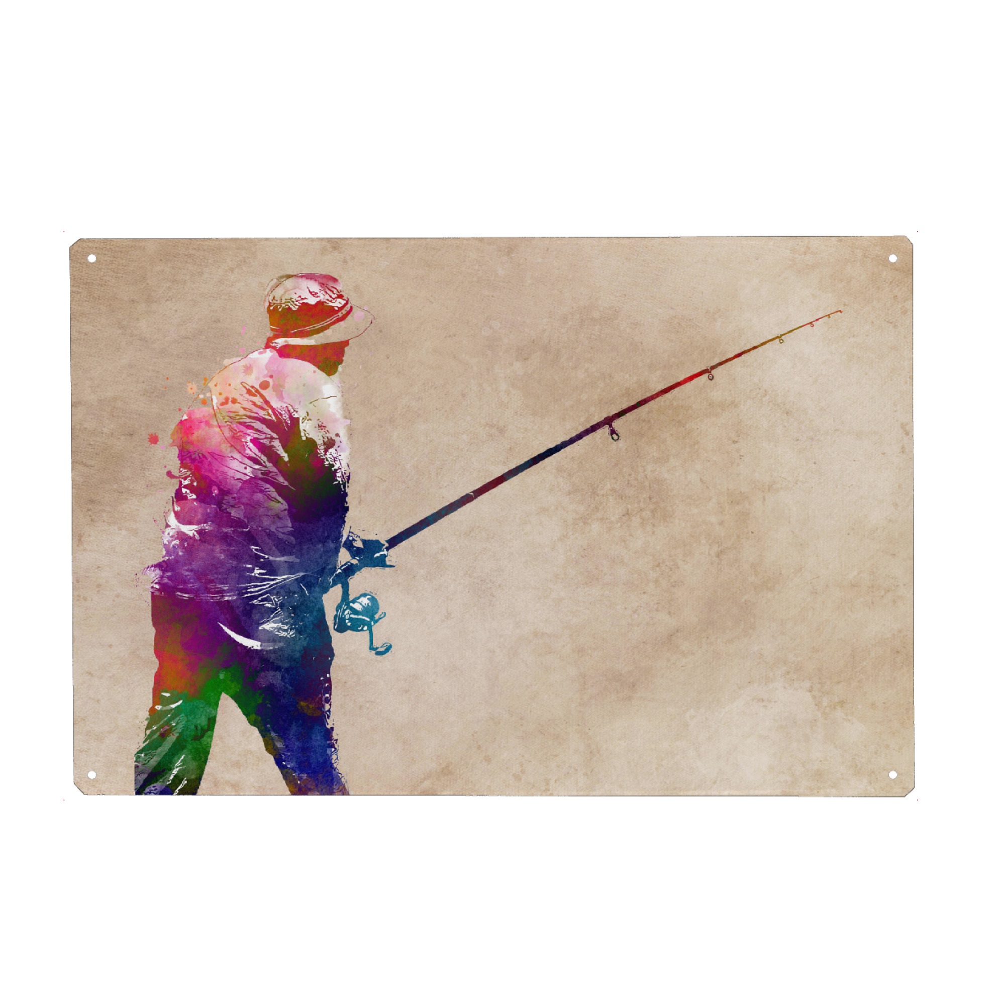 Metall Poster "Fishing art" artboxONE - Sport,Sport / Sommerspiele,Sport / Motivation - Fish,Fishing,Sport,Fisch,Bunt,Colorful - Blechschild