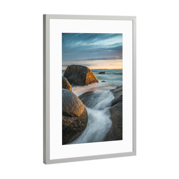 Poster mit Rahmen Silber "Lofoten Brandung" artboxONE - Natur