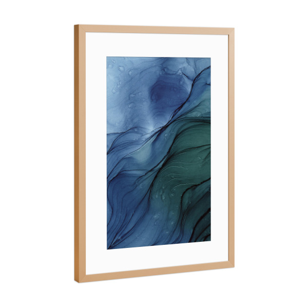 Poster mit Rahmen Kupfer "Dark Green and Blue" artboxONE - Abstrakt
