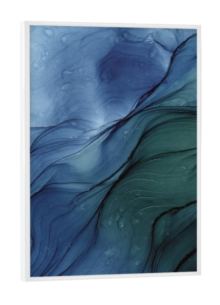 Poster mit weißem Rahmen "Dark Green and Blue" artboxONE - Abstrakt