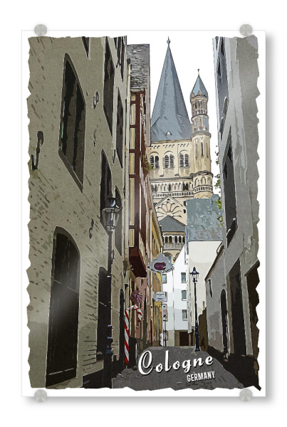 Acrylglasbild "Köln Vintage Straße" artboxONE - Städte,Städte / Köln,Architektur