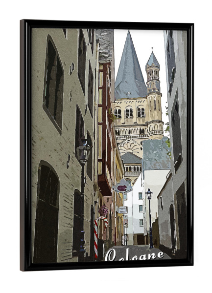 Poster mit schwarzem Rahmen "Köln Vintage Straße" artboxONE - Städte,Städte / Köln,Architektur
