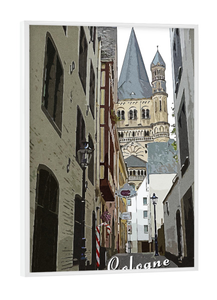 Poster mit weißem Rahmen "Köln Vintage Straße" artboxONE - Städte,Städte / Köln,Architektur