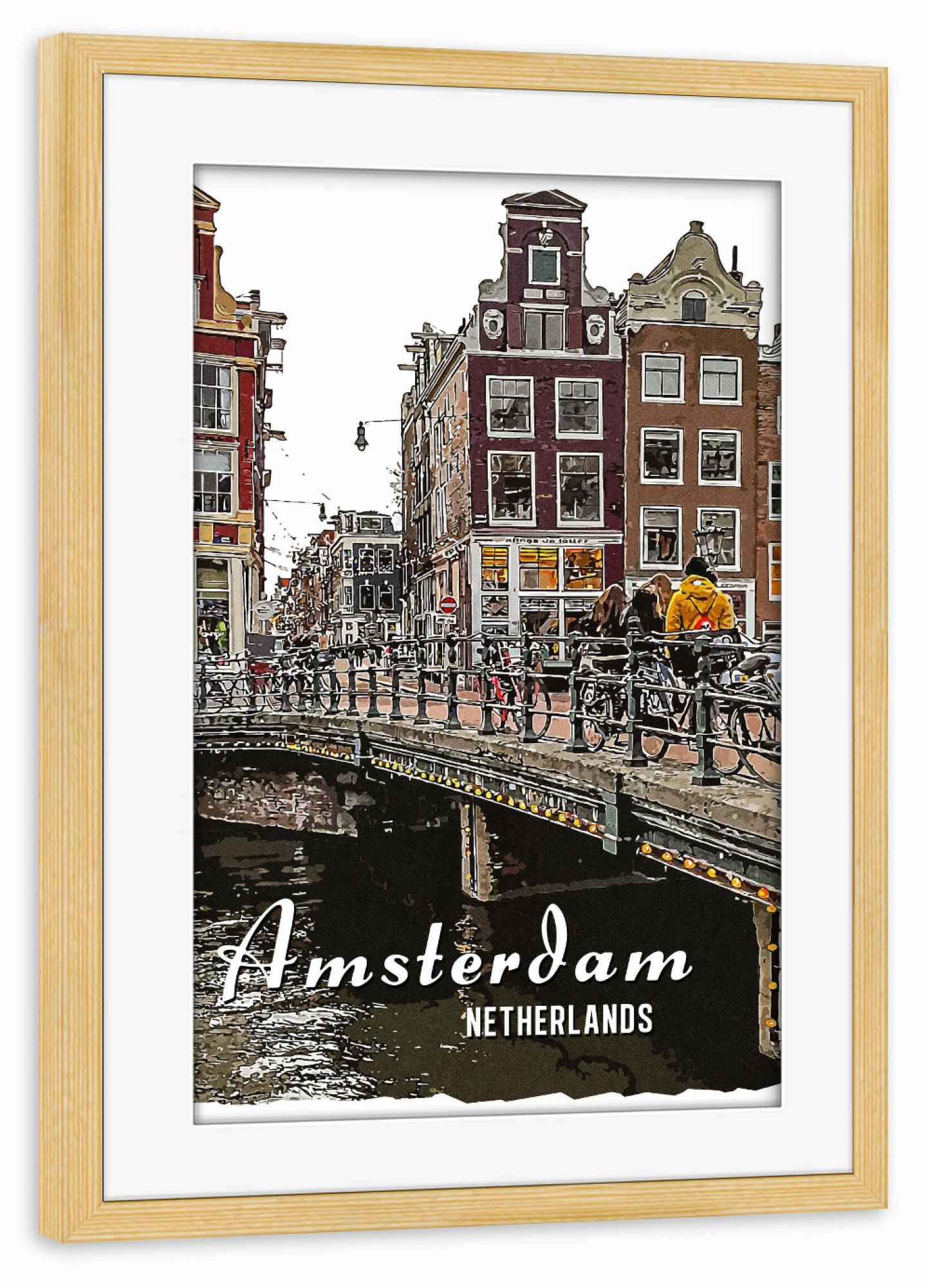 Poster mit Rahmen kiefer "Amsterdam Vintage Stil" artboxONE - Städte,Architektur,Städte / Amsterdam