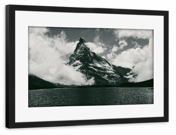 Poster mit Rahmen schwarz "Mountain Clouds" artboxONE - Natur,Reise,Schwarzweiß,Reise / Länder,Städte / Zürich