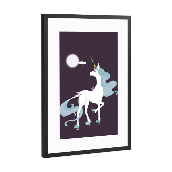 Poster mit Rahmen Schwarz (Metallic) "This is the last unicorn" artboxONE - Für Kinder,Tiere