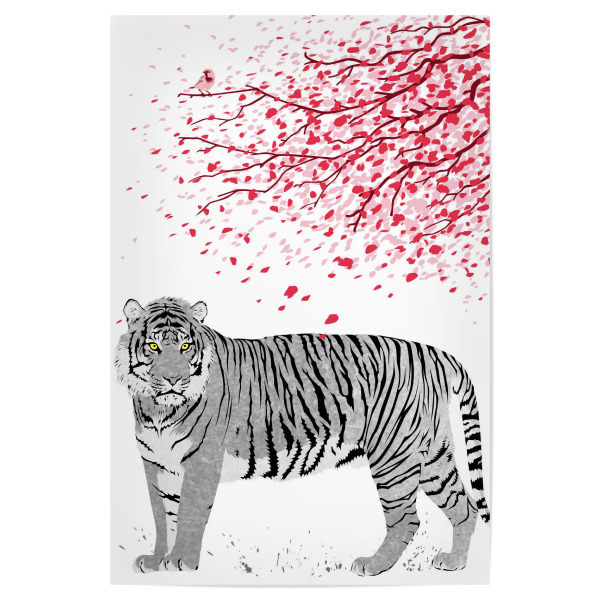 Poster 30x20 cm "Tiger cherry tree" artboxONE - Tiere,Abstrakt - Tiger,Cherry tree,Feline,Animal,Tier,Abstract,Abstrakt,Tree,Baum,Bunt