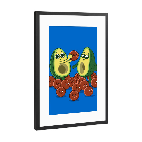 Poster mit Rahmen Schwarz (Metallic) "Large family" artboxONE - Essen & Trinken,Comic