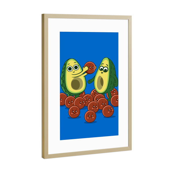 Poster mit Rahmen Gold "Large family" artboxONE - Essen & Trinken,Comic
